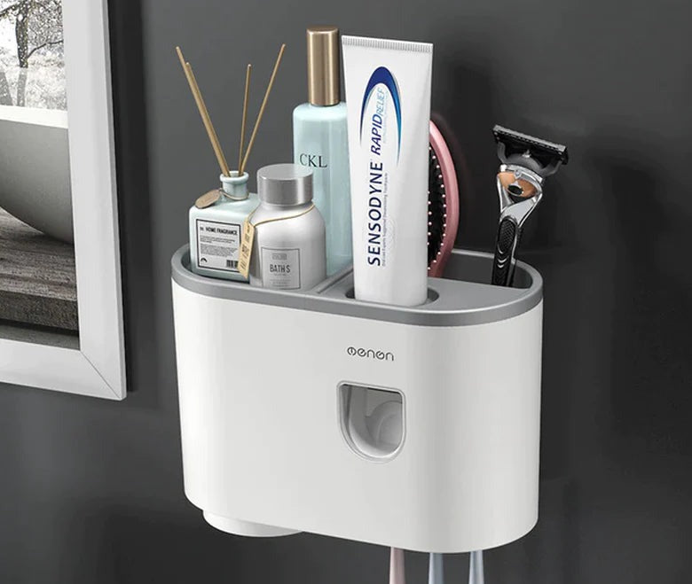 Magnetic Adsorption Toothbrush Holder Waterproof Storage Box 2/3/4 Cup Toothpaste Dispenser Wall Mounted Bathroom Accessories